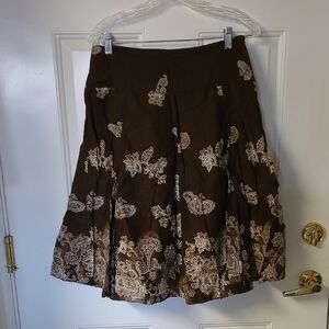 Apt. 9 Brown Pleated A-Line Skirt Knee-Length